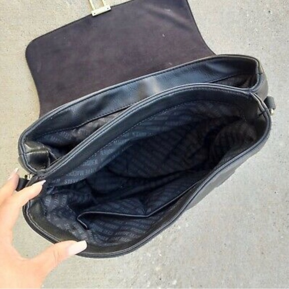 Steve Madden Large Black Tote Bag Purse expands single strap faux leather - Picture 8 of 10